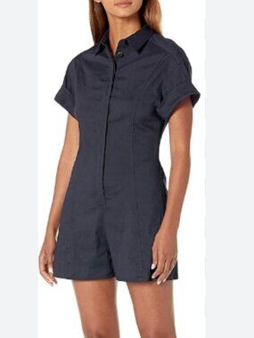 NWT Theory Eco Crunch Linen Shirt Romper in Concord - Size 10